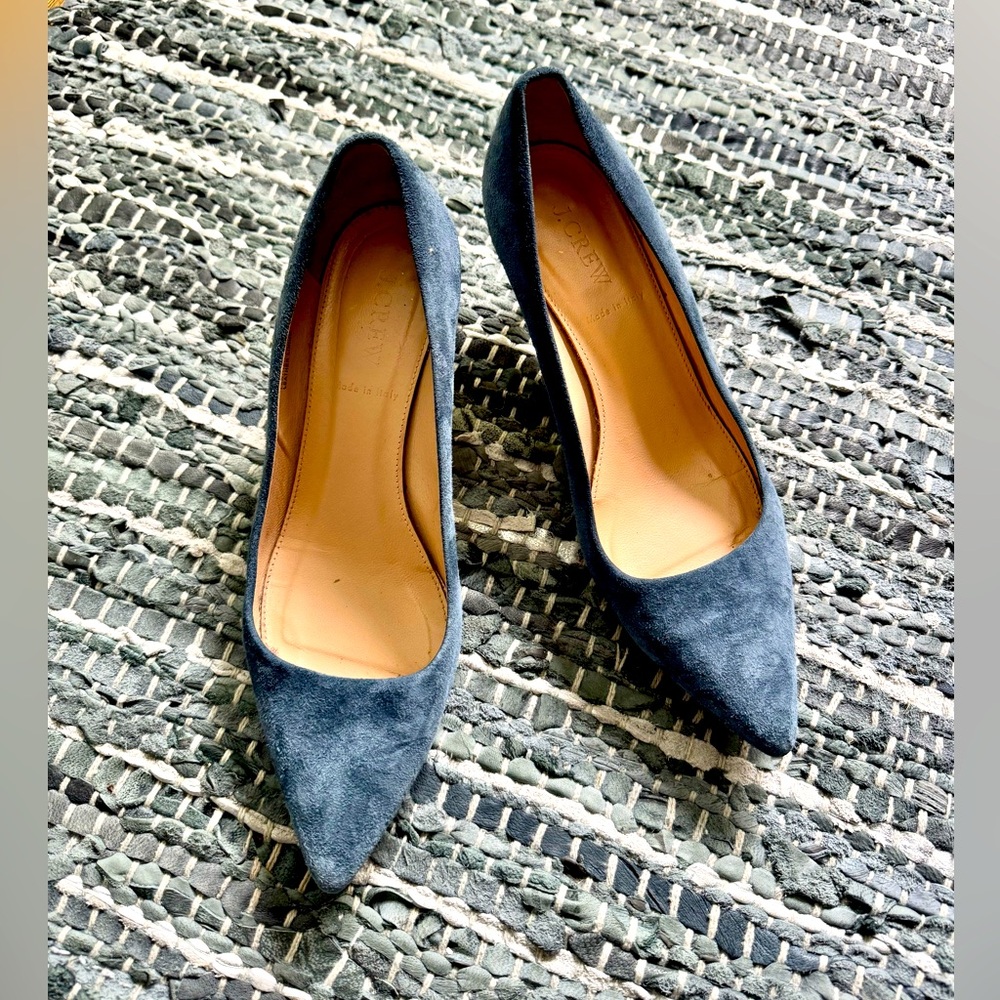 J CREW Blue Suede Kitten Heels Size 7.5
